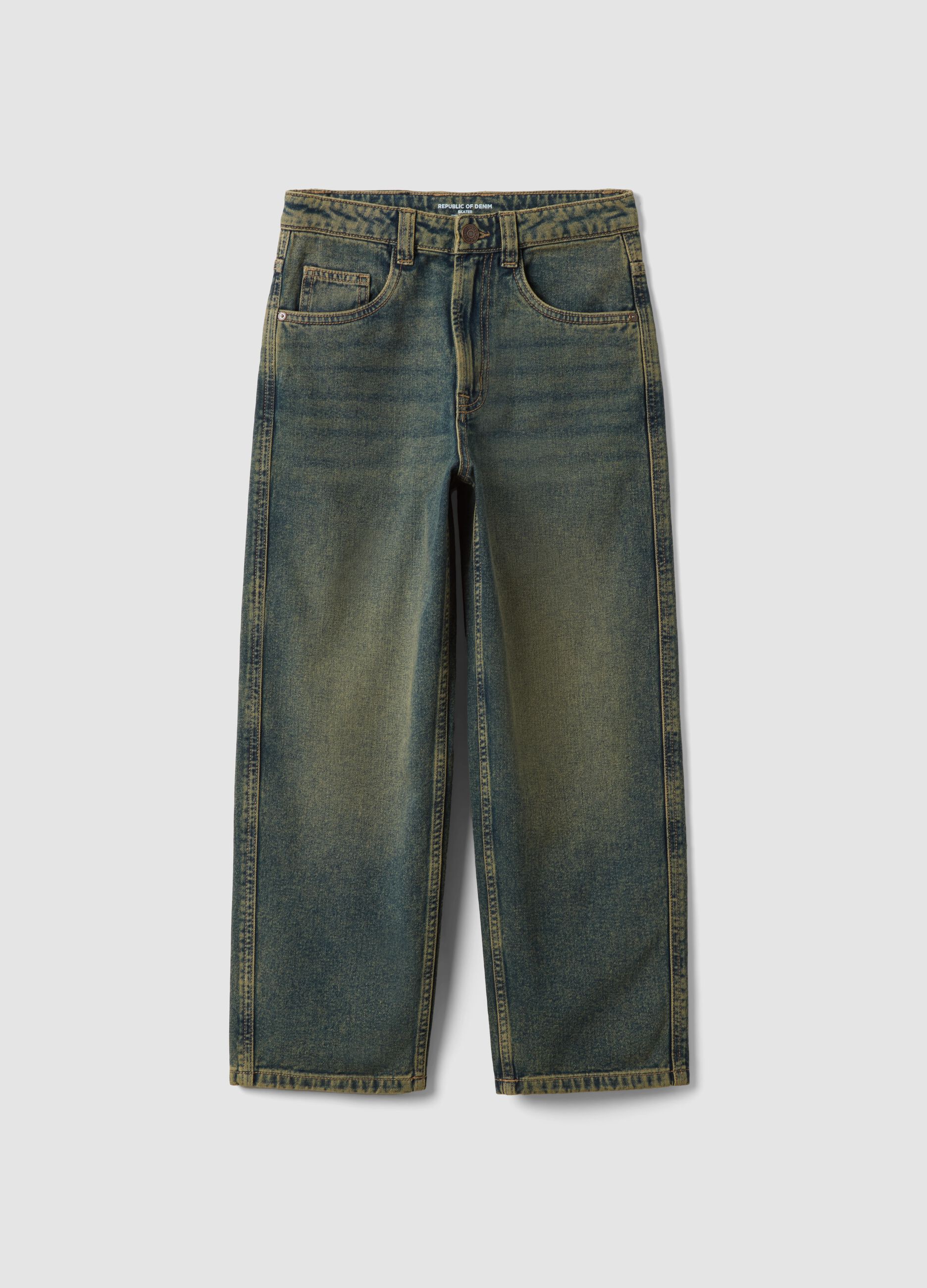 Blue pure cotton skater-fit jeans