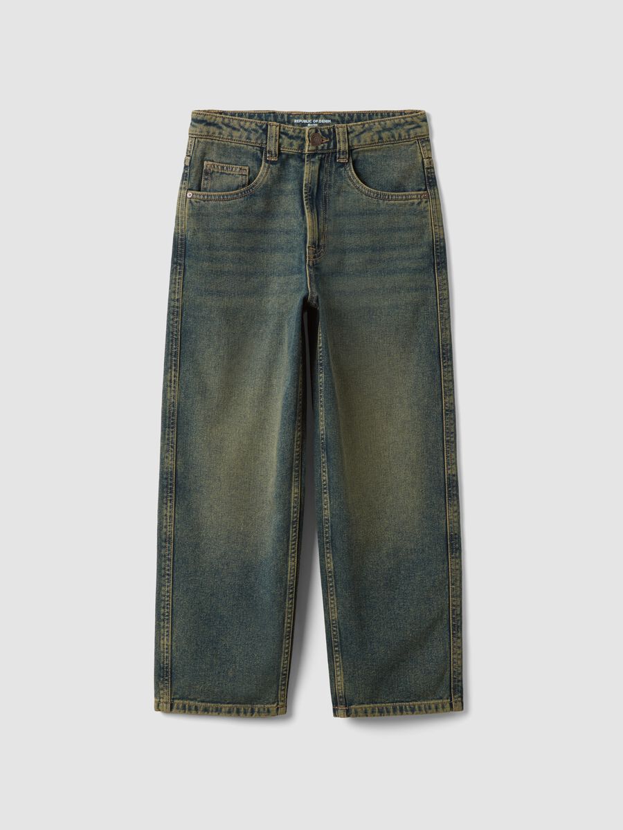 Blue pure cotton skater-fit jeans_3