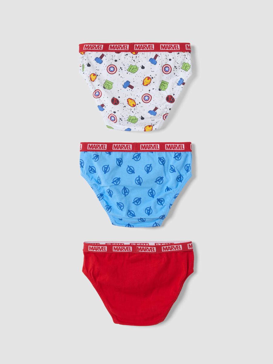 Pack of 3 red and blue stretch organic cotton briefs with Avengers print_1