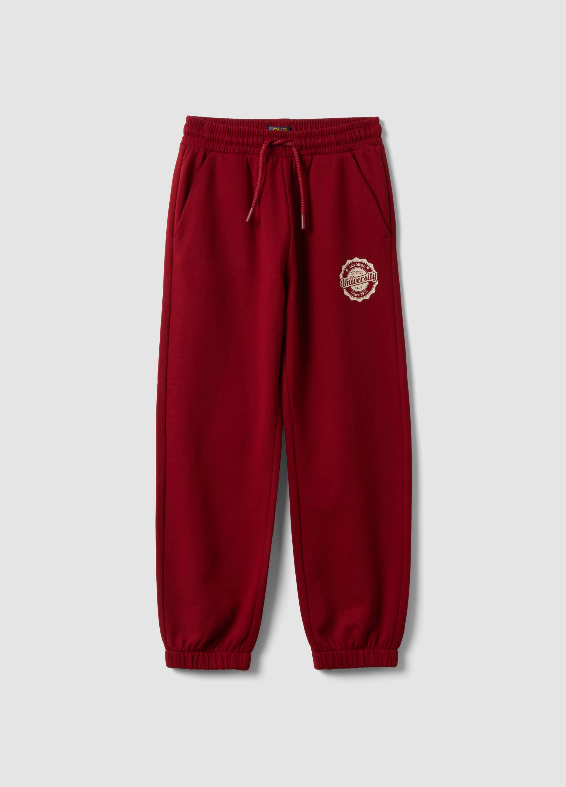 Pantaloni jogger rossi in puro cotone regular fit