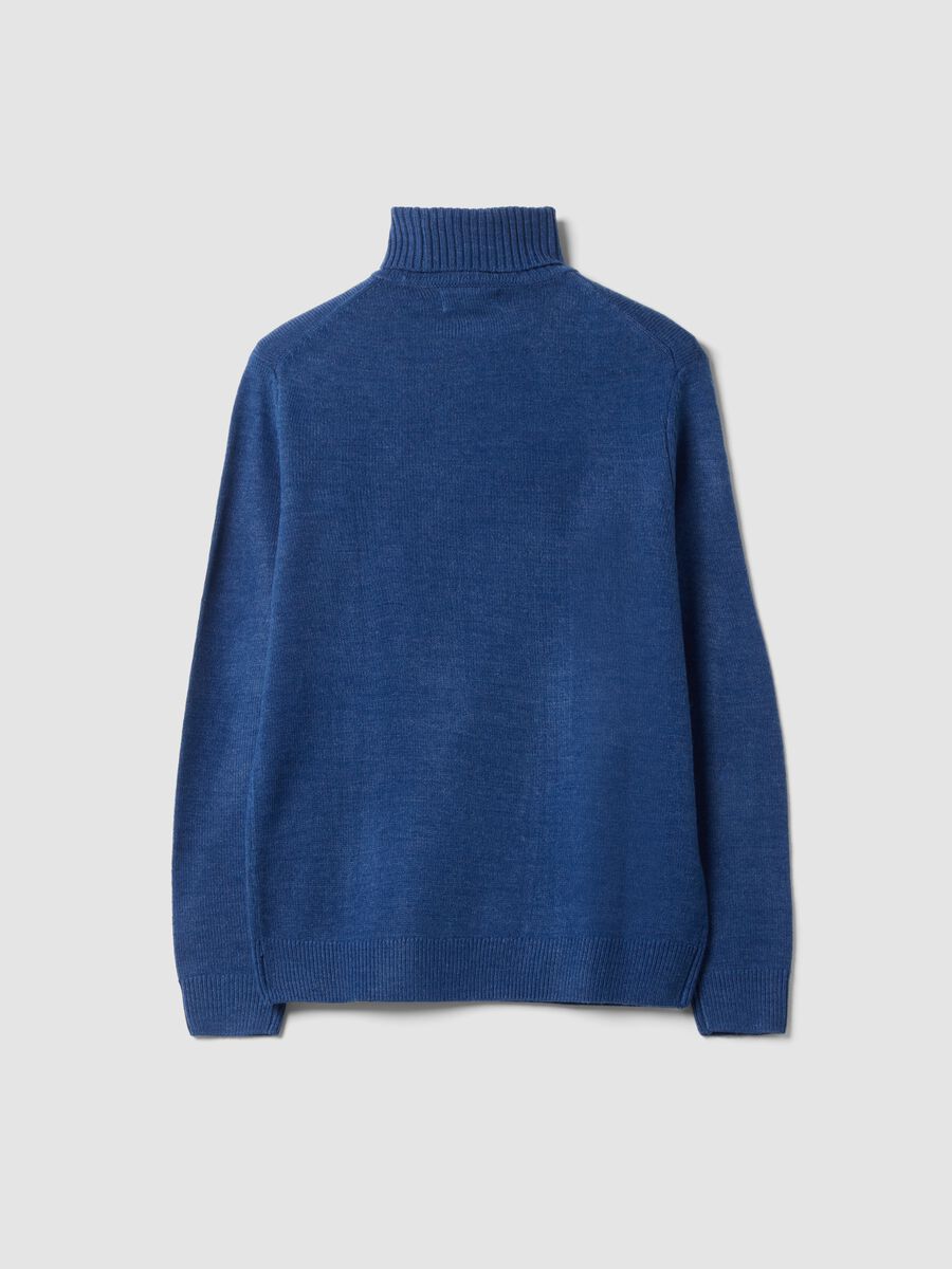 Blue regular-fit roll-neck jumper in jersey knit_2