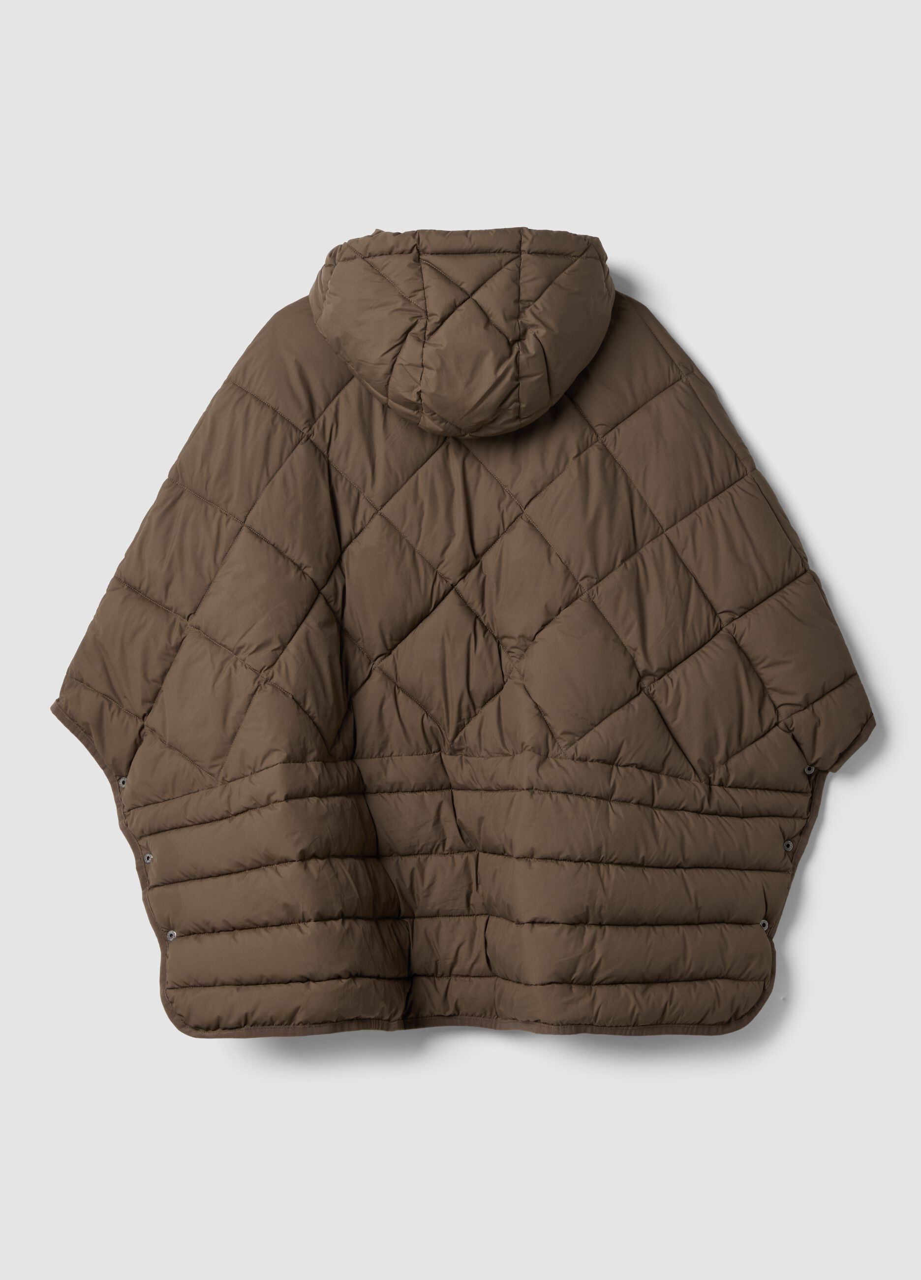 Brown padded oversized hooded jacket with zip