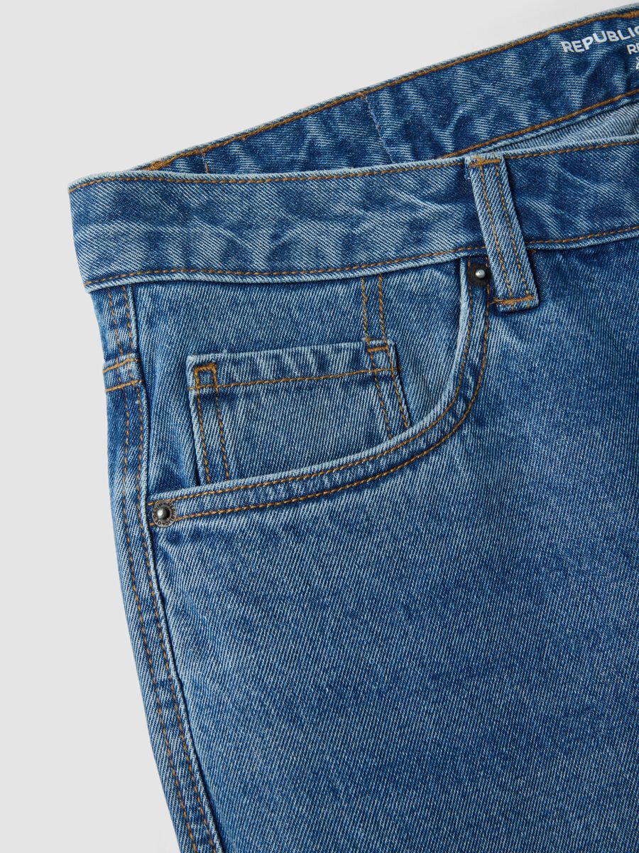 Blue denim jeans in pure cotton, regular fit_5