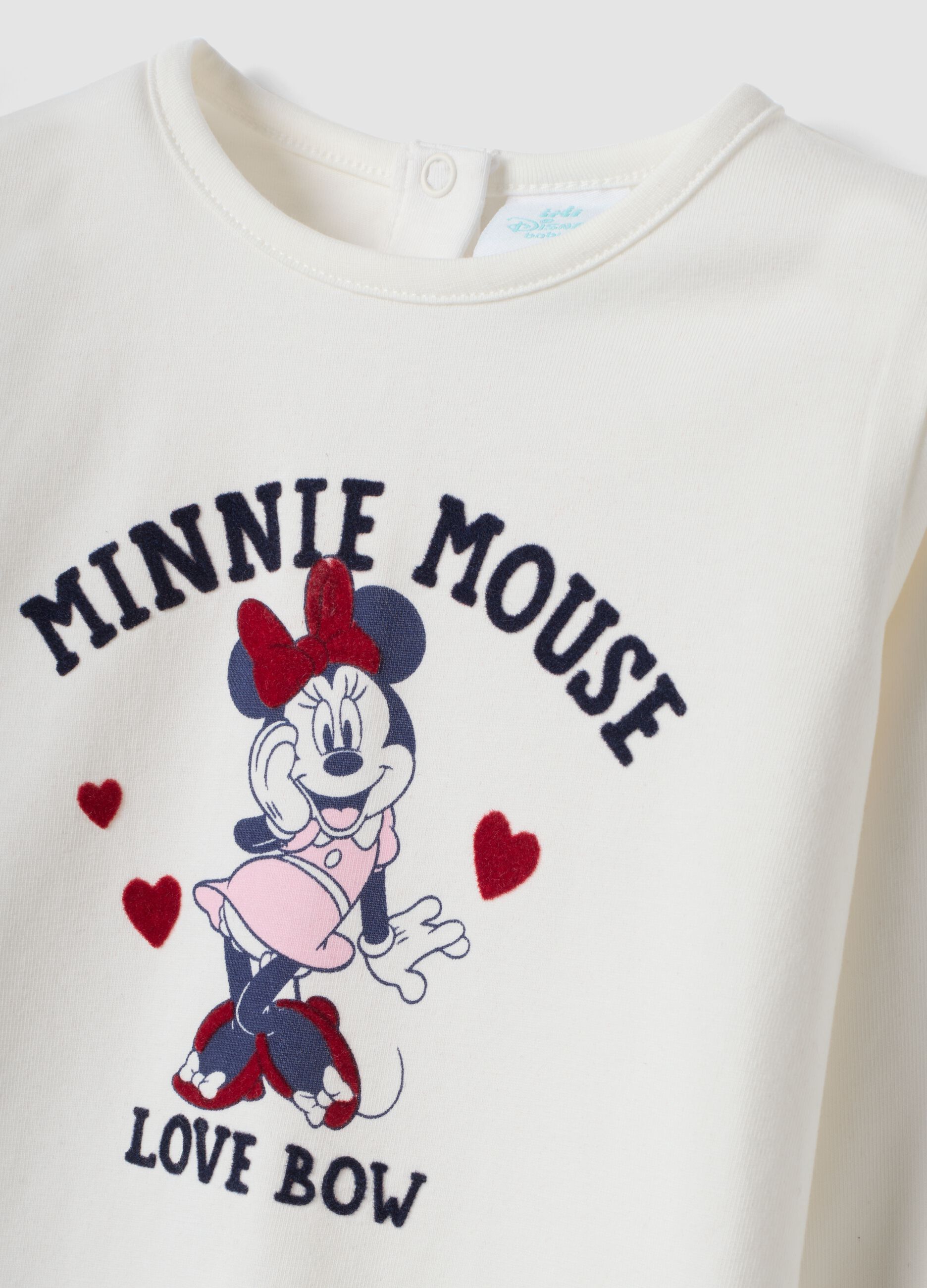 White organic stretch cotton T-shirt with Minnie print