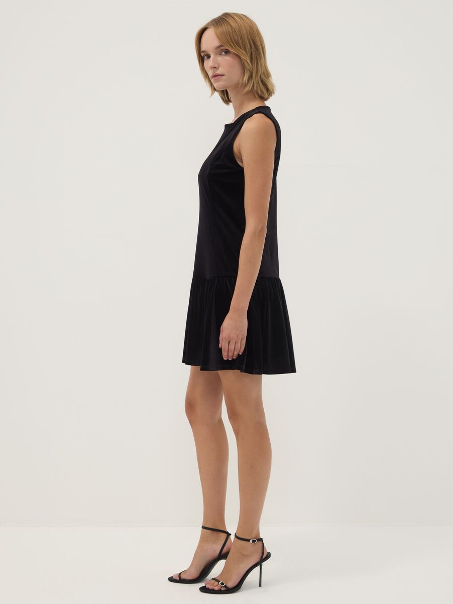 Black crew-neck stretch fabric dress_2