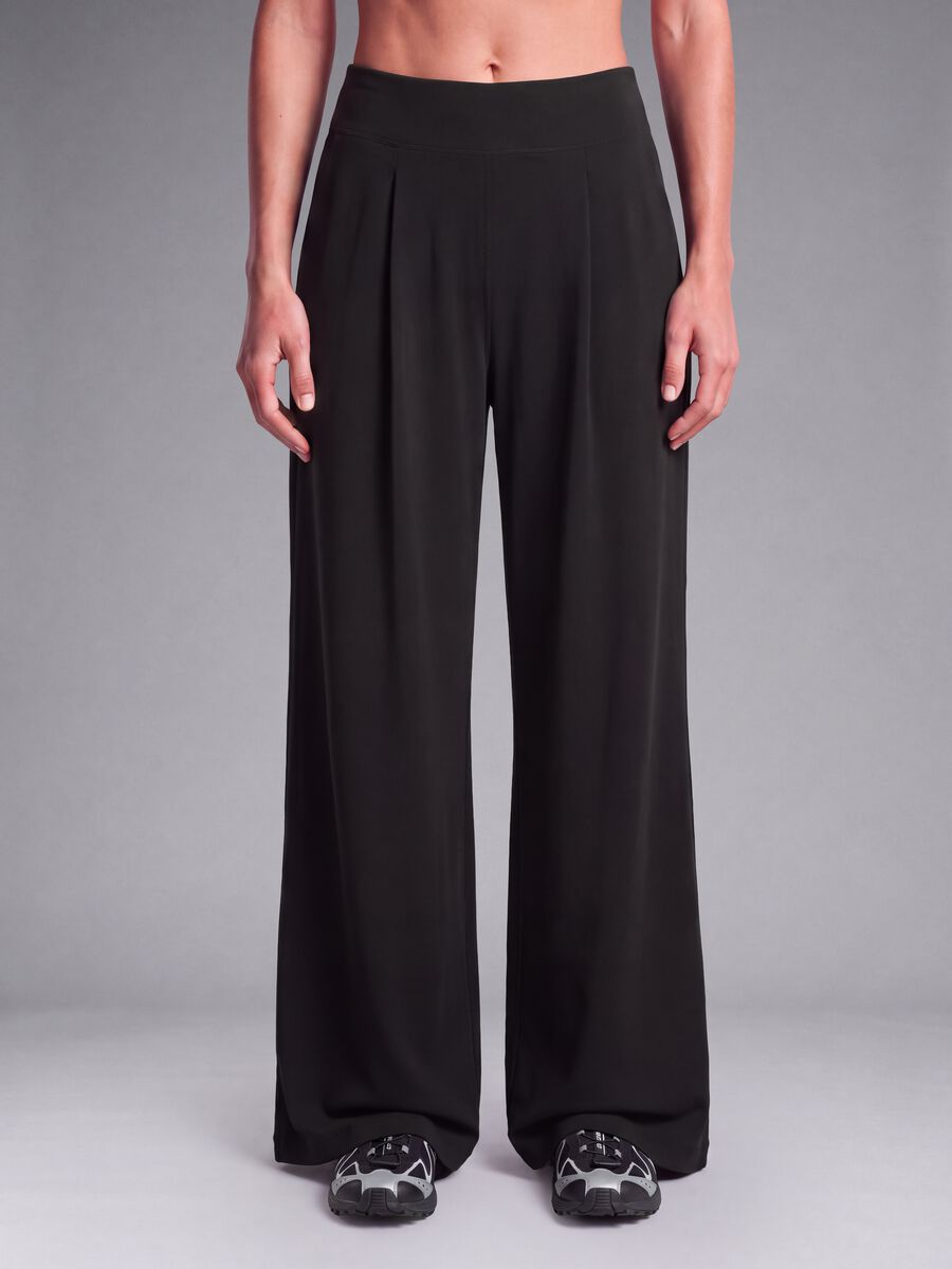 Pantaloni sportivi neri in tessuto elasticizzato wide leg ALTAVIA STUDIO ALTAVIA STUDIO_2