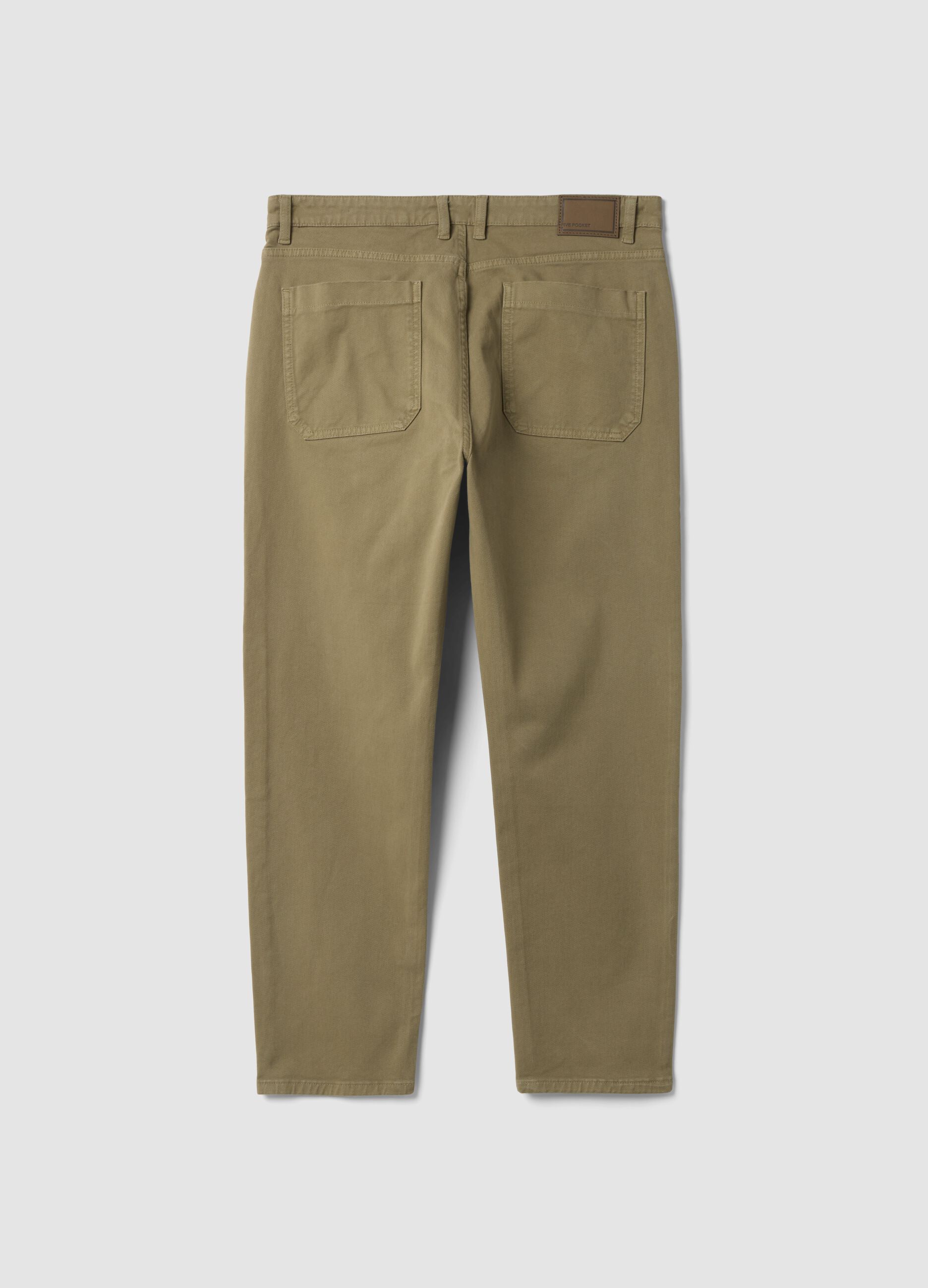 Pantaloni beige in twill di cotone elasticizzato carrot fit