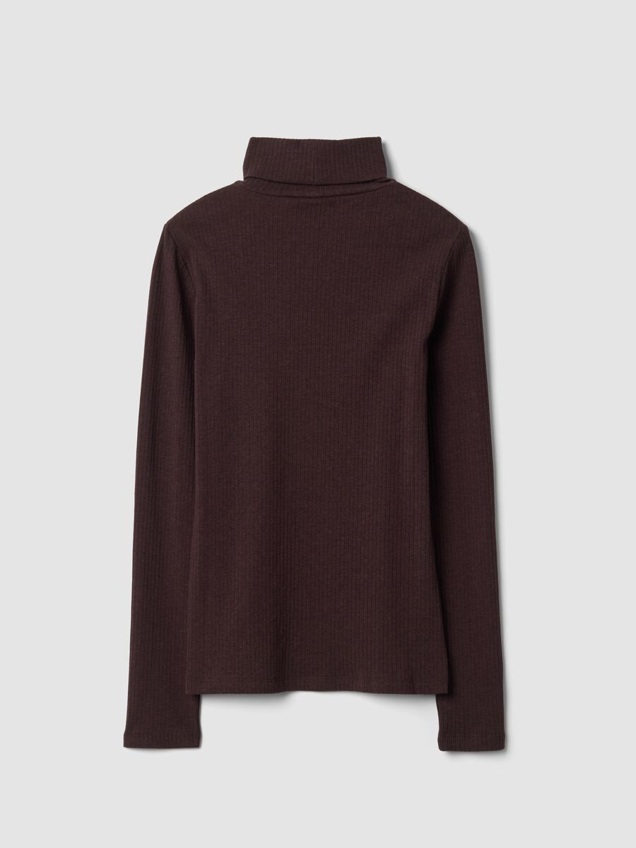 Brown ribbed stretch-cotton crew-neck T-shirt, regular fit_2