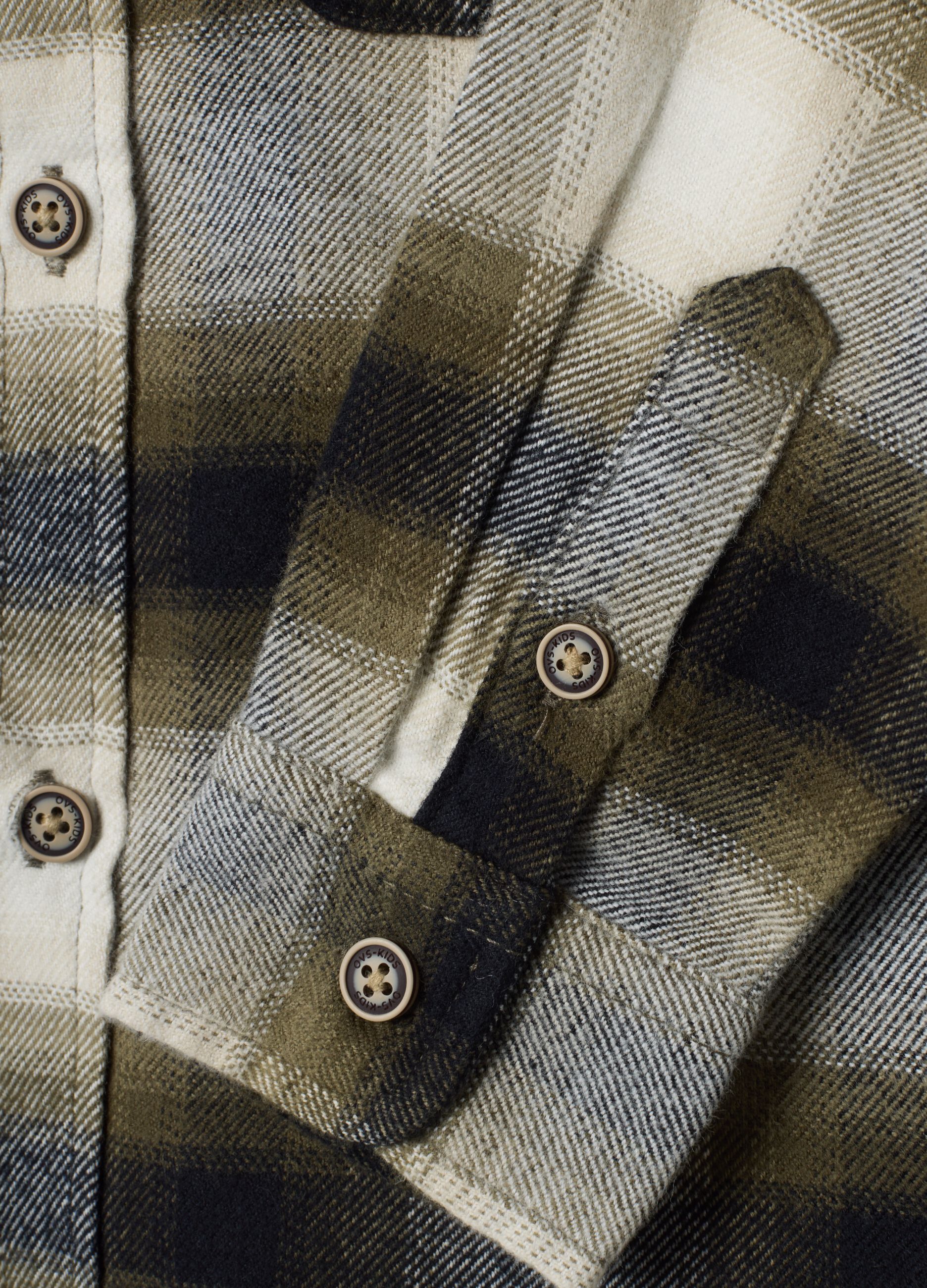 Camicia multicolor a quadri in puro cotone twill over fit