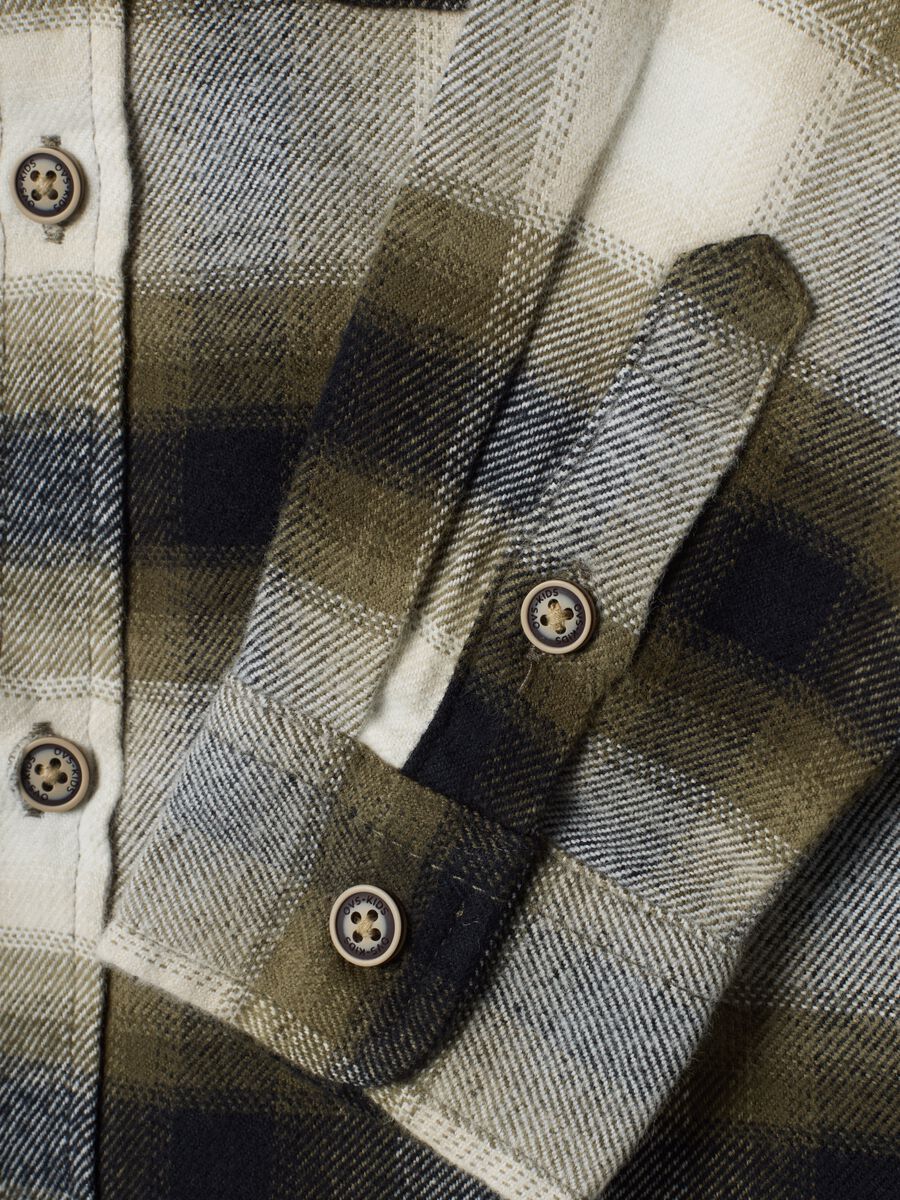 Multicolour checked pure cotton twill oversized shirt_2