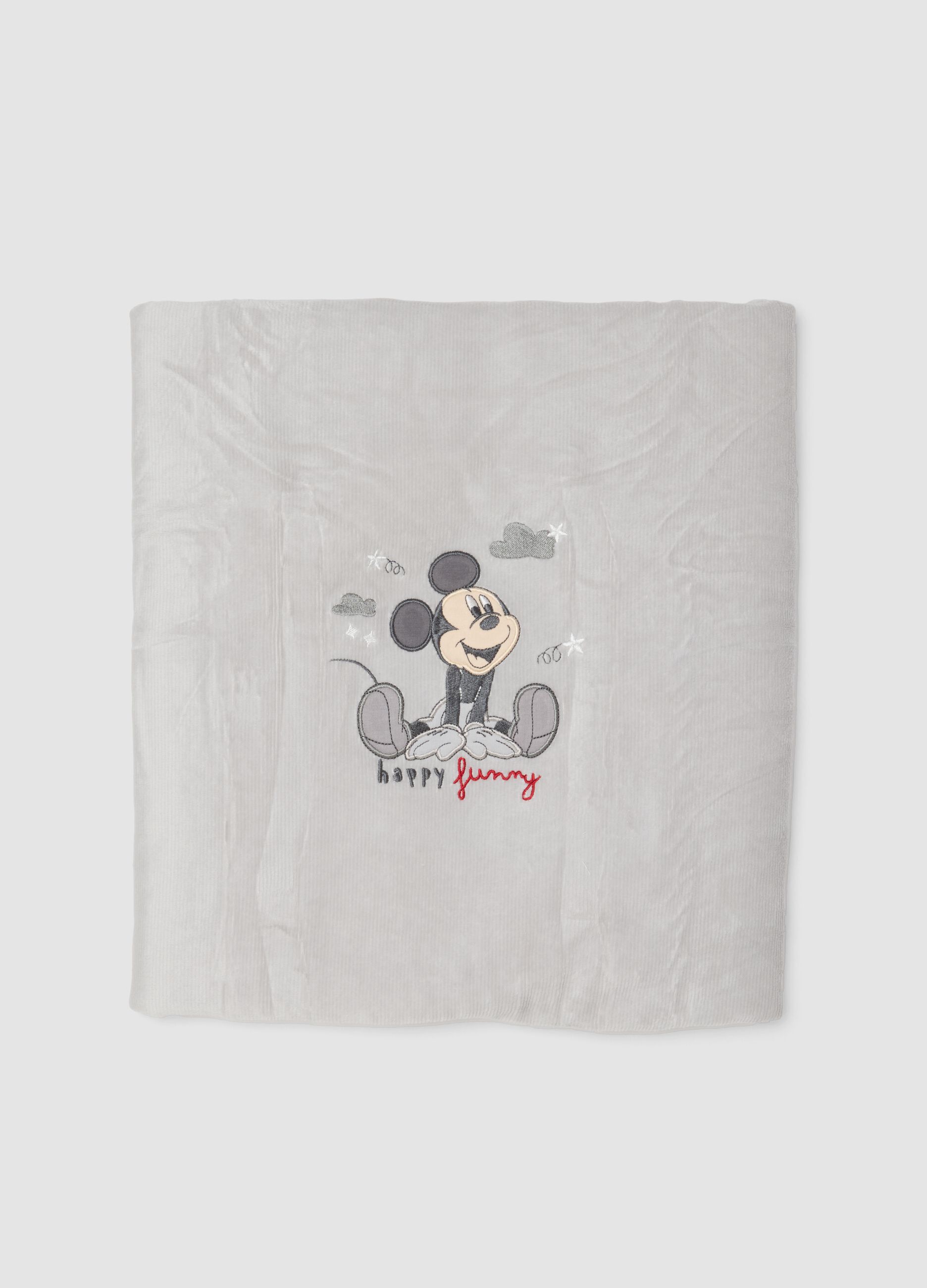 Grey stretch organic cotton blanket with Mickey embroidery