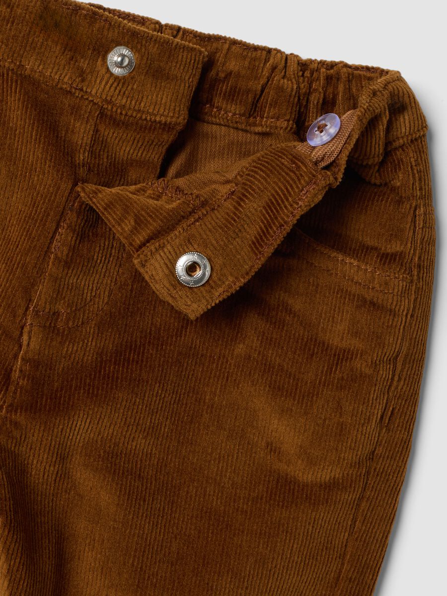 Brown ribbed stretch cotton trousers_2