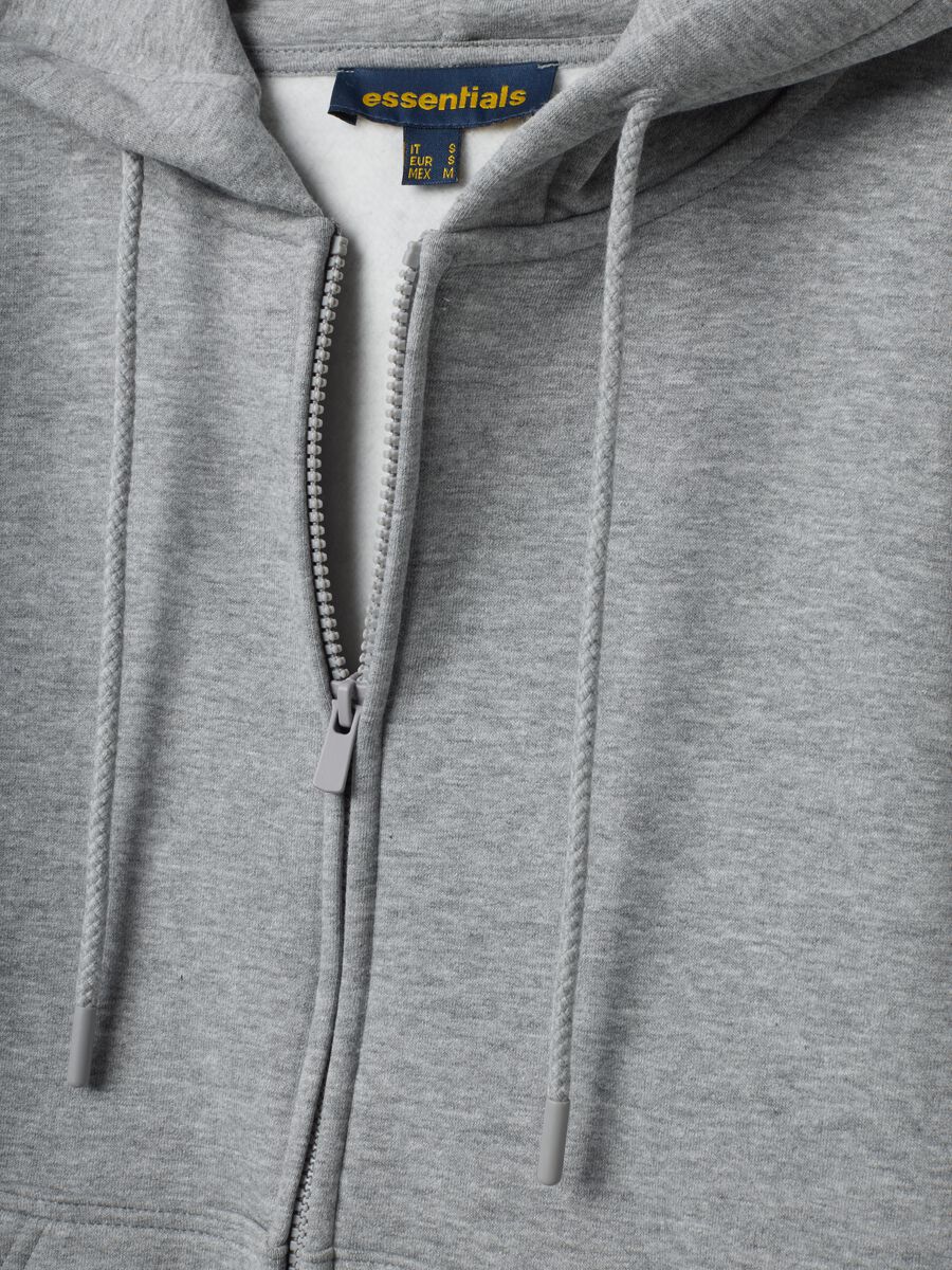 Grey cotton-blend hoodie with crew neck_1