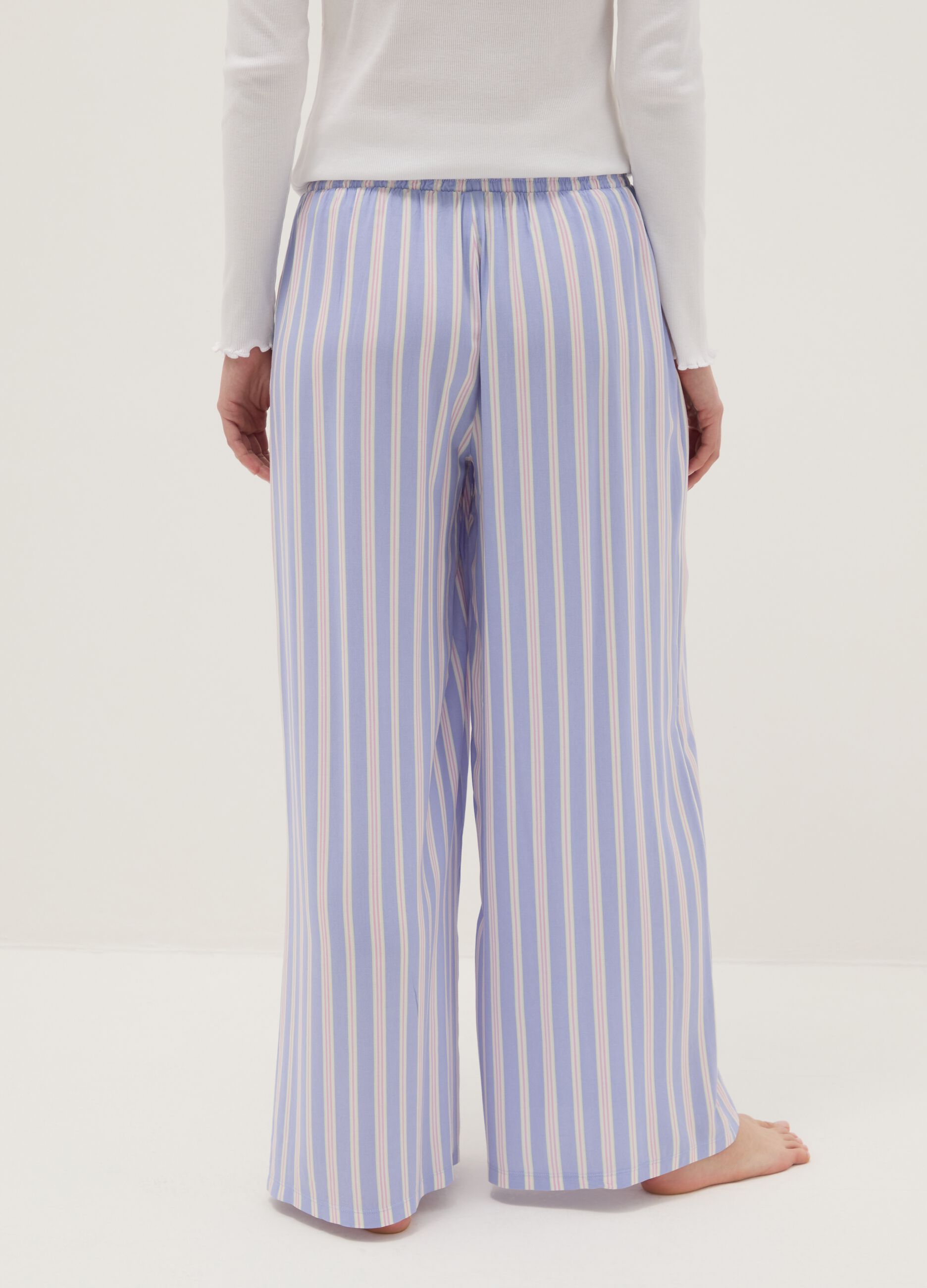 Regular fit multicolour striped trousers in pure viscose