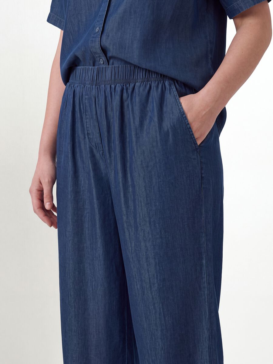 Blue pure lyocell trousers with elasticated waist, regular fit_2