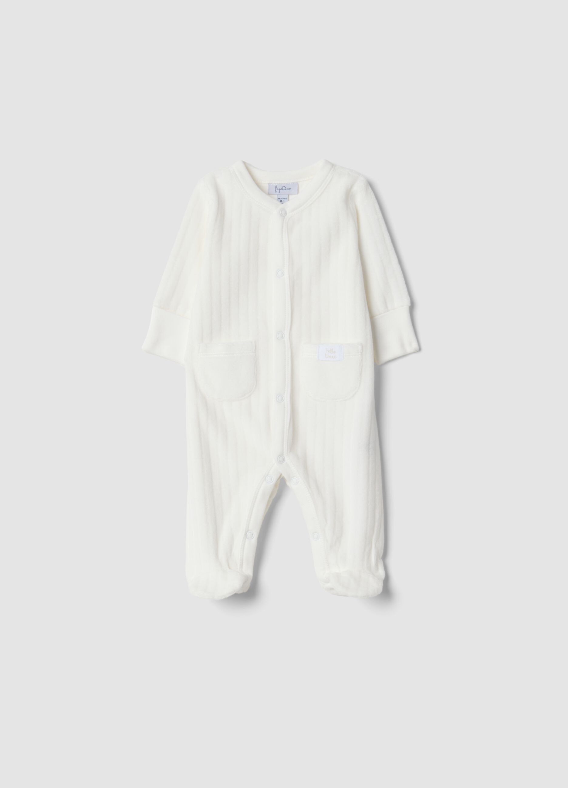 White organic cotton-blend baby sleepsuit with feet