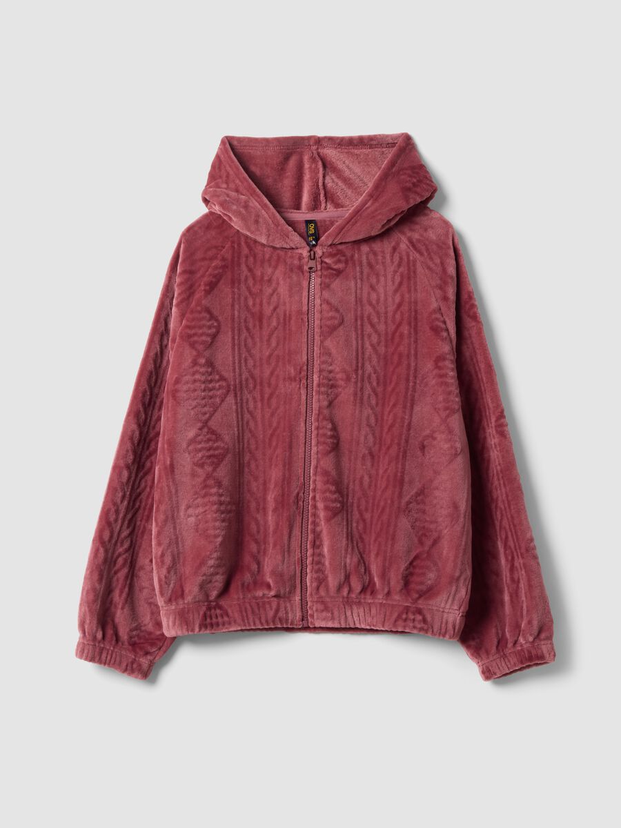 Pink zip-up hooded homewear sweatshirt_4