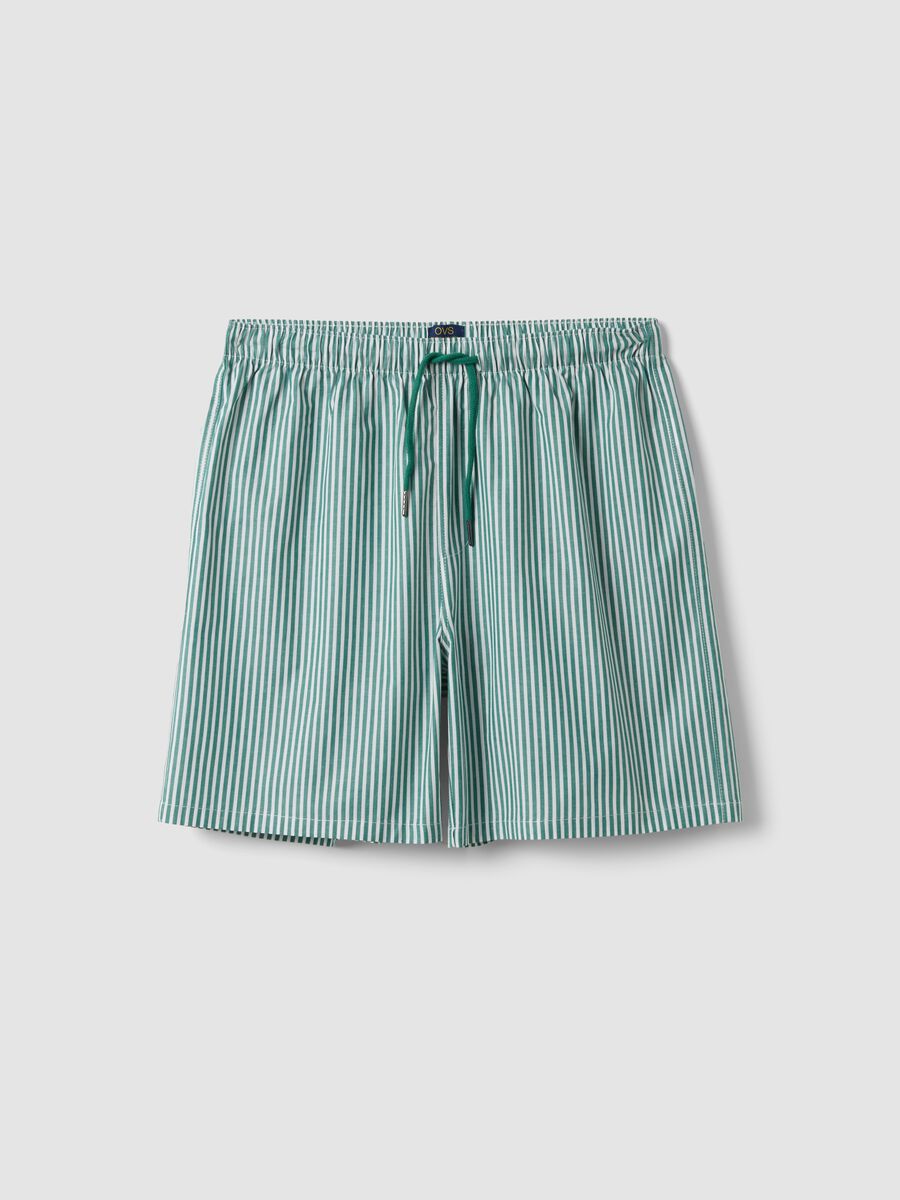Green striped organic cotton pyjama shorts_4