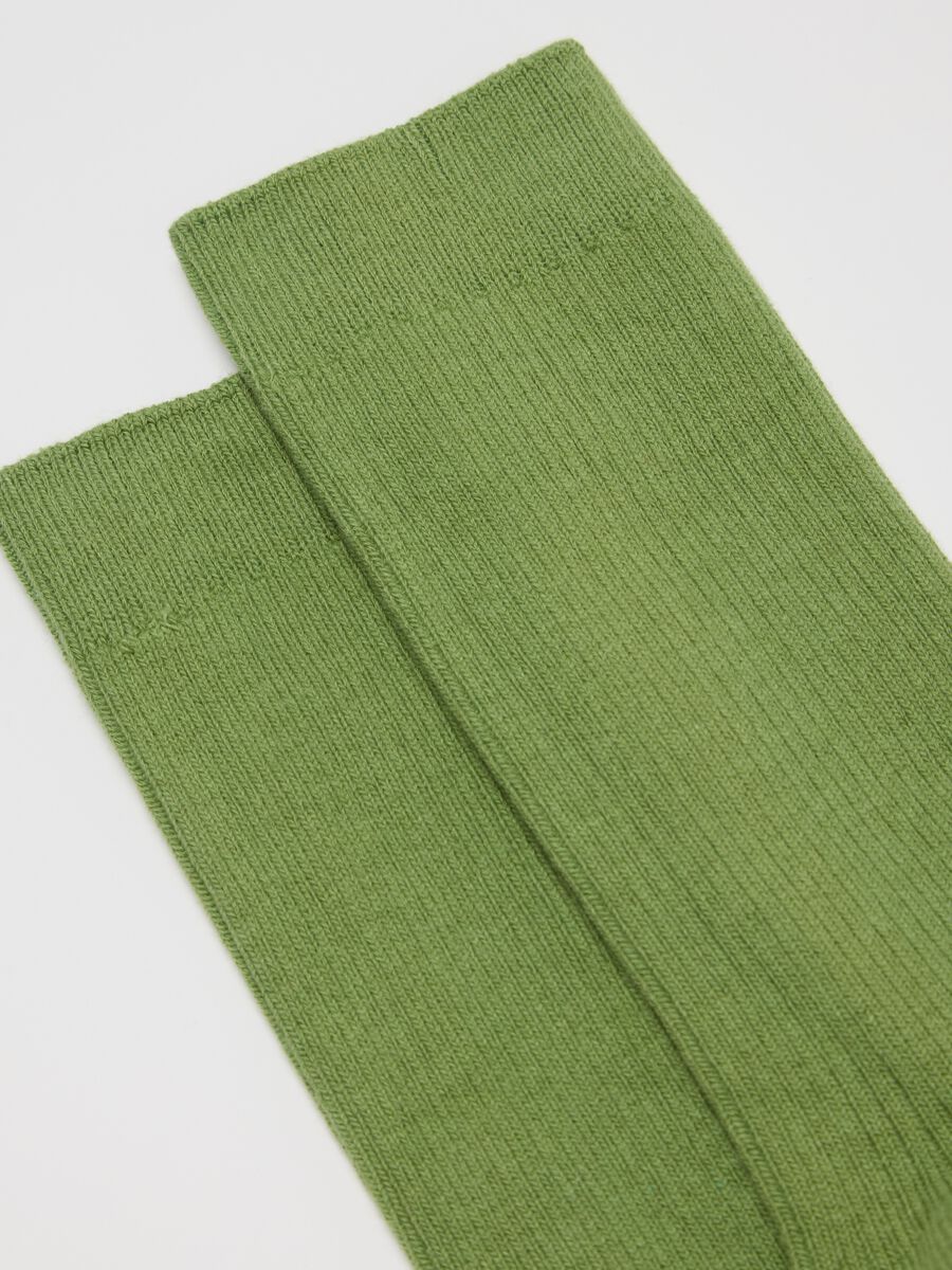 Green midi socks in cotton blend_1