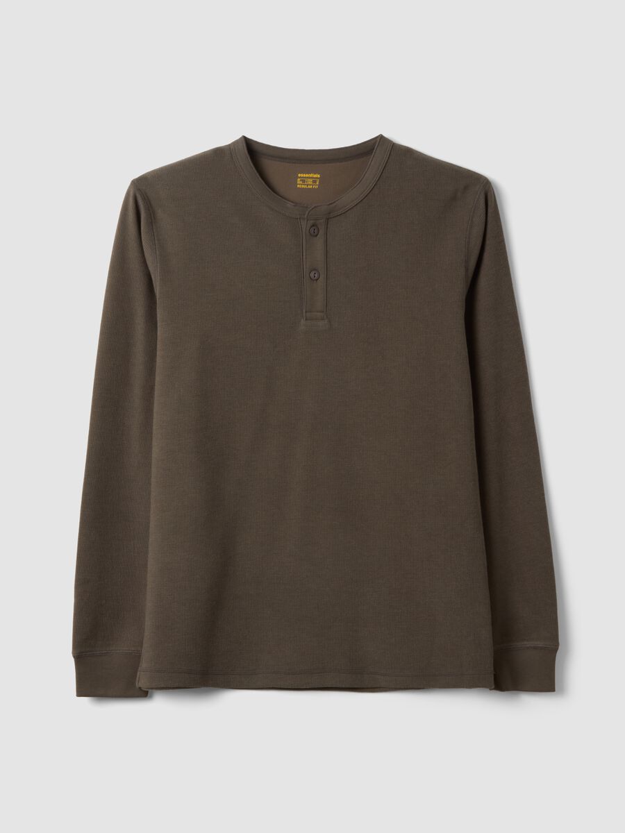 Brown honeycomb viscose-blend regular-fit T-shirt_4