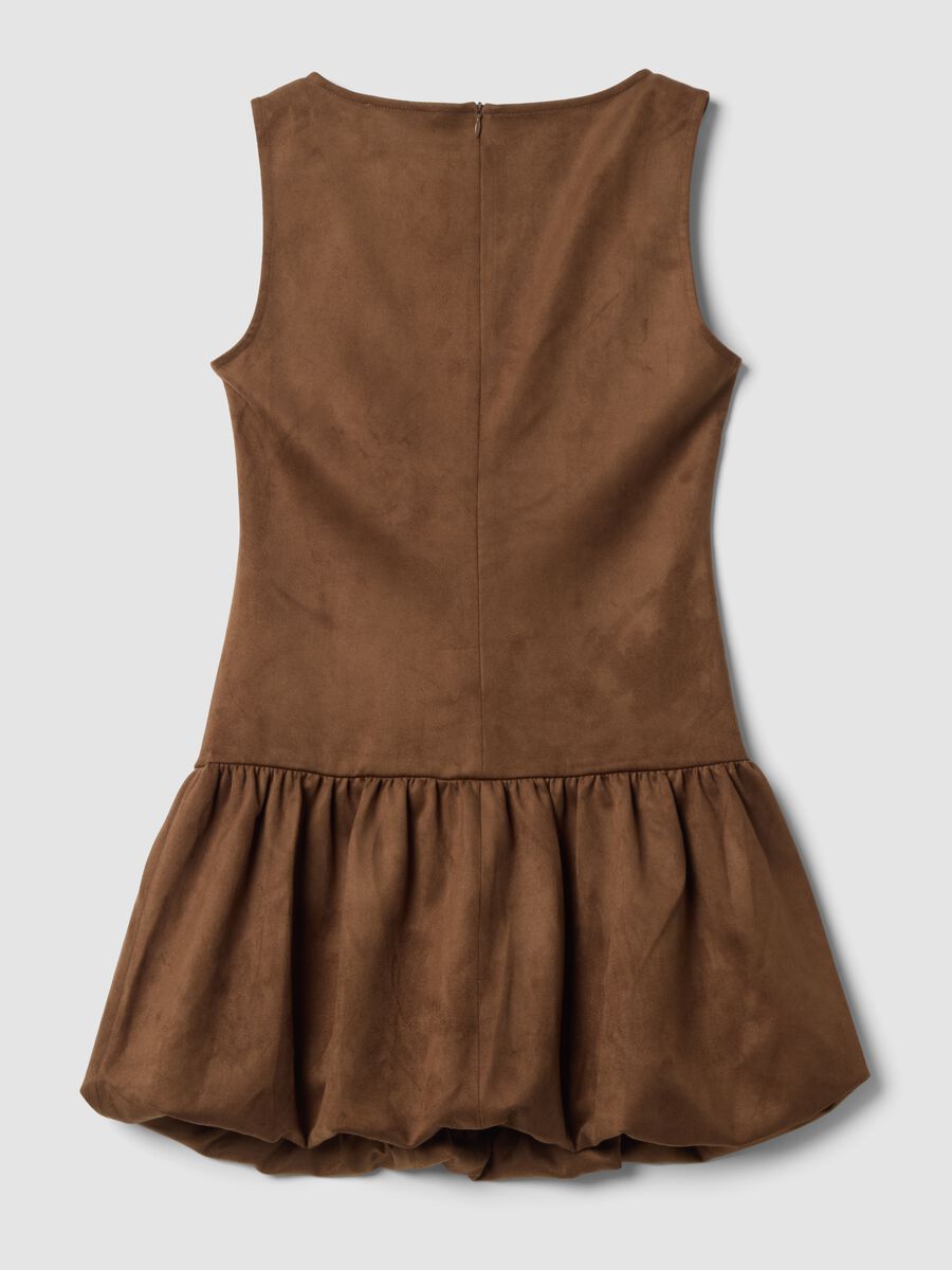 Brown stretch fabric fitted crew-neck dress_2