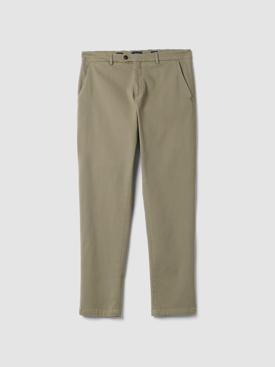 Brown stretch cotton-modal chino trousers_0