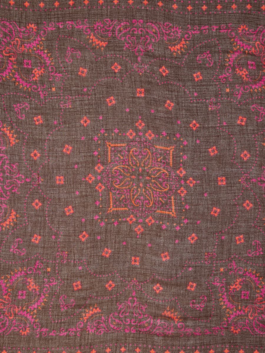 Foulard marrone in misto lana con stampa paisley_2