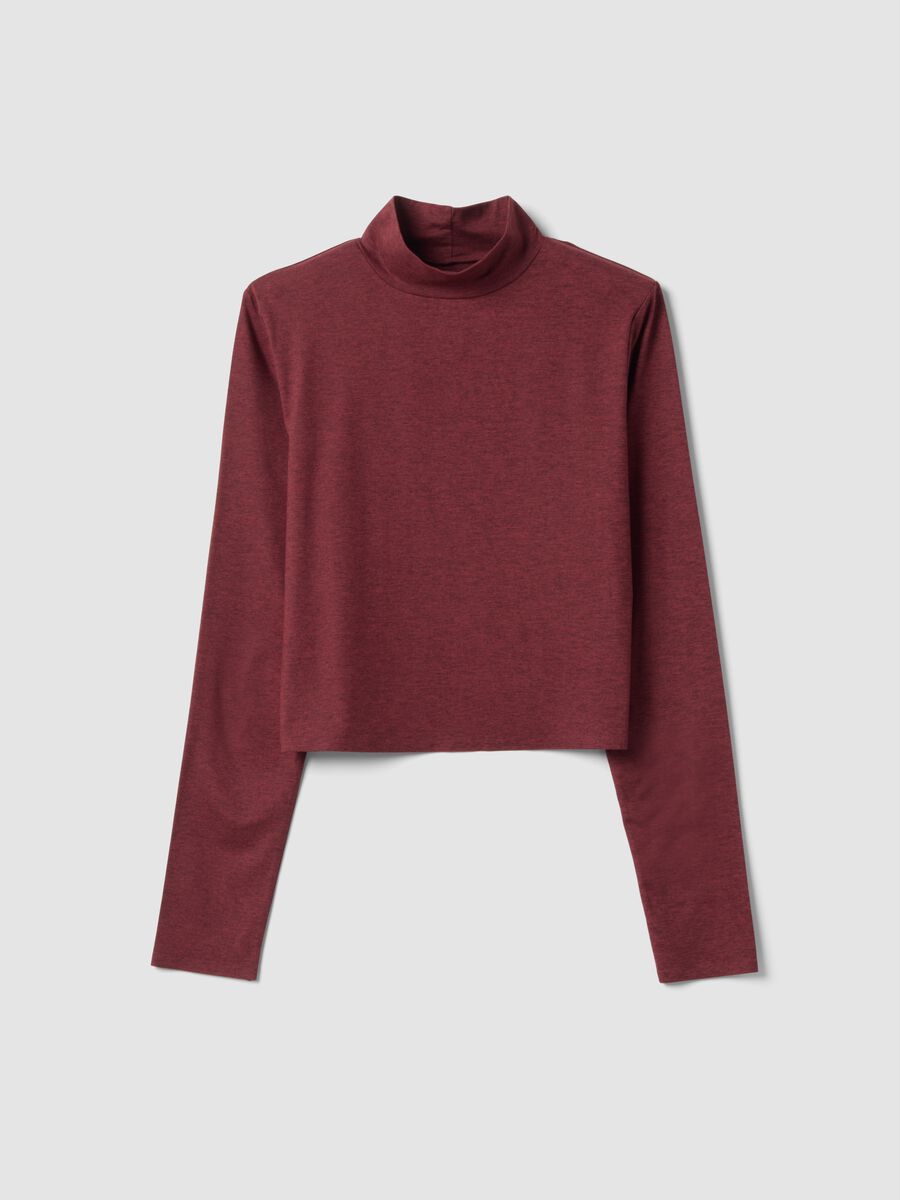 Red cropped stretch top with high neck, Easy Dry fabric &ndash; ALTAVIA STUDIO_4