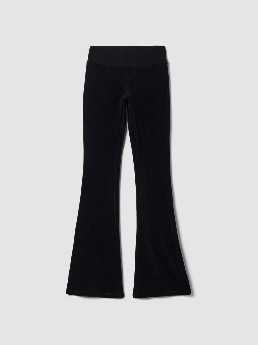 Black Velour Flared Trousers_0