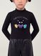 T-shirt nera in cotone elasticizzato con Collo rialzato_2