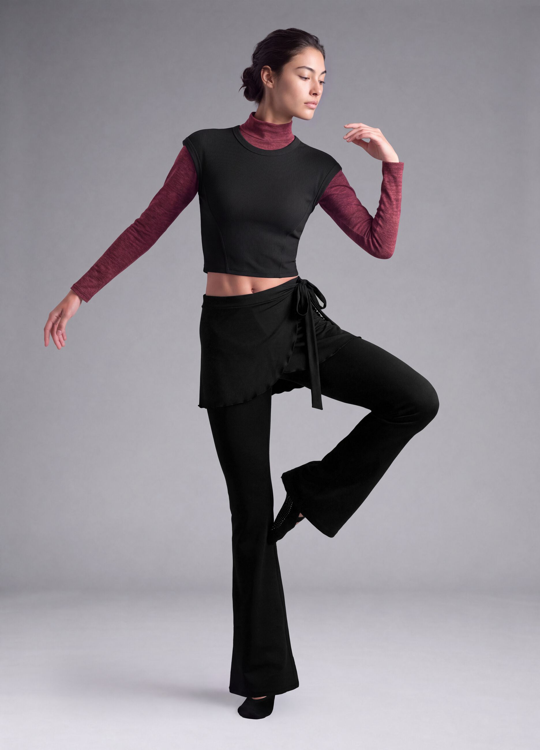 Black flared leggings in breathable stretch fabric ALTAVIA STUDIO