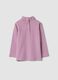 T-shirt viola in cotone organico elasticizzato con colletto rialzato_1
