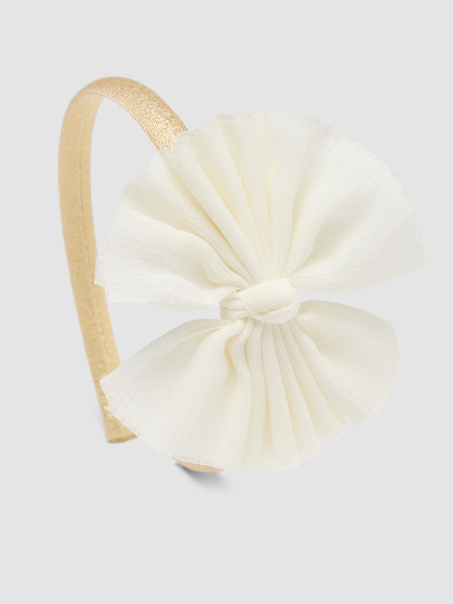 Orange headband with pleated bow_2
