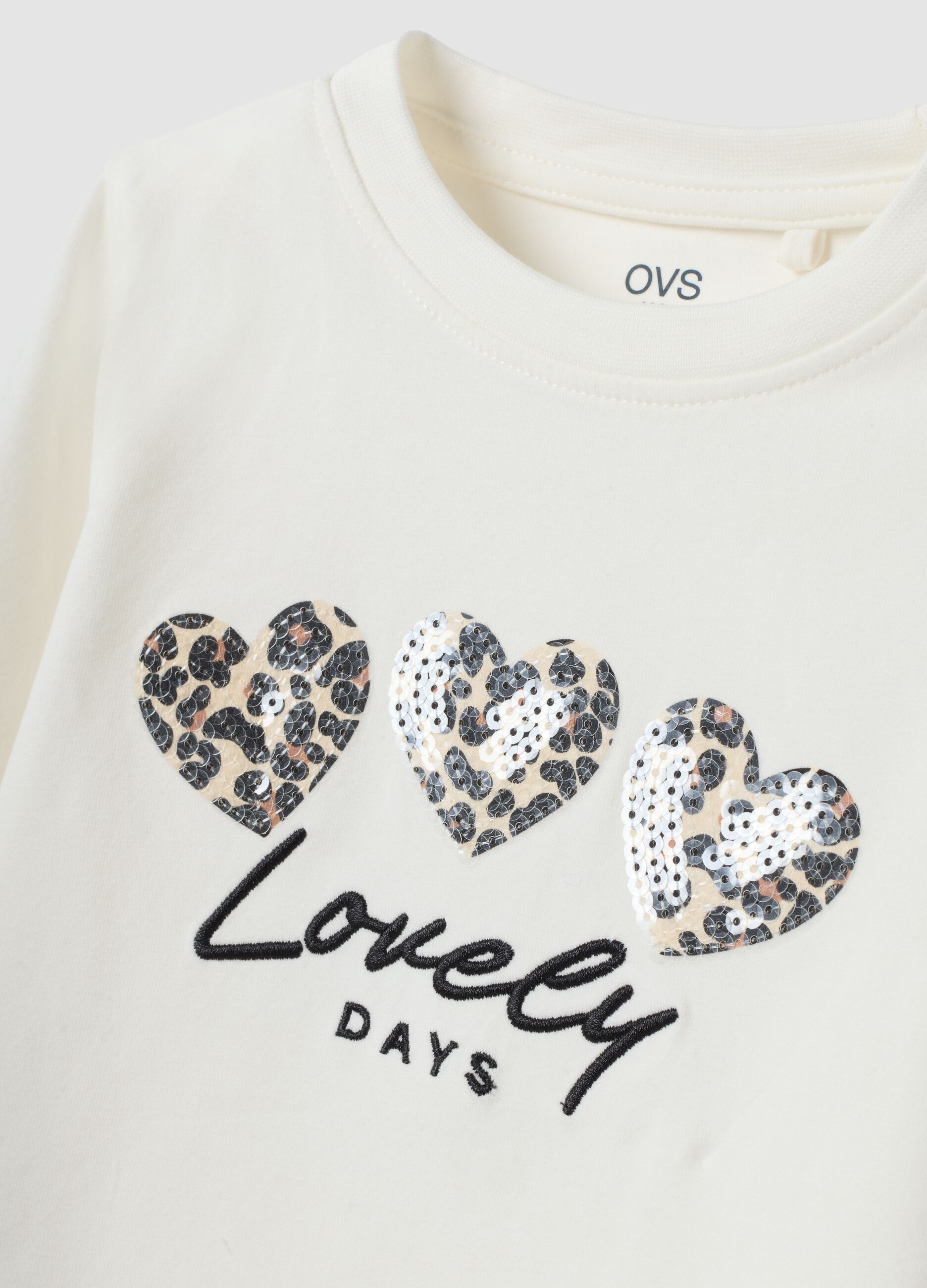 T-shirt bianca in cotone elasticizzato con girocollo