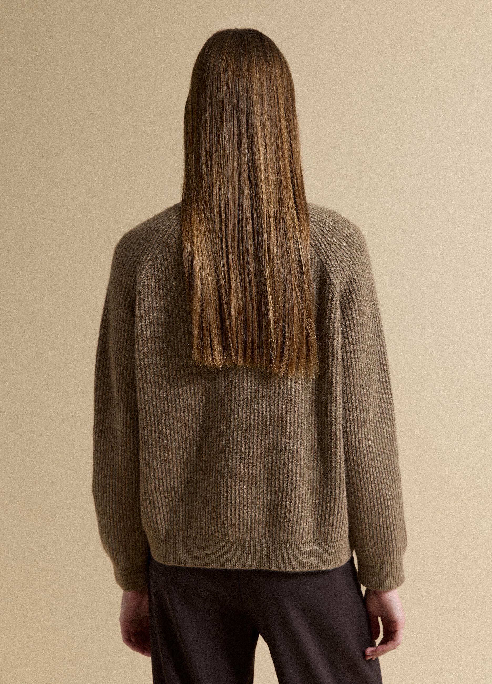 Brown pure cashmere oversized jumper