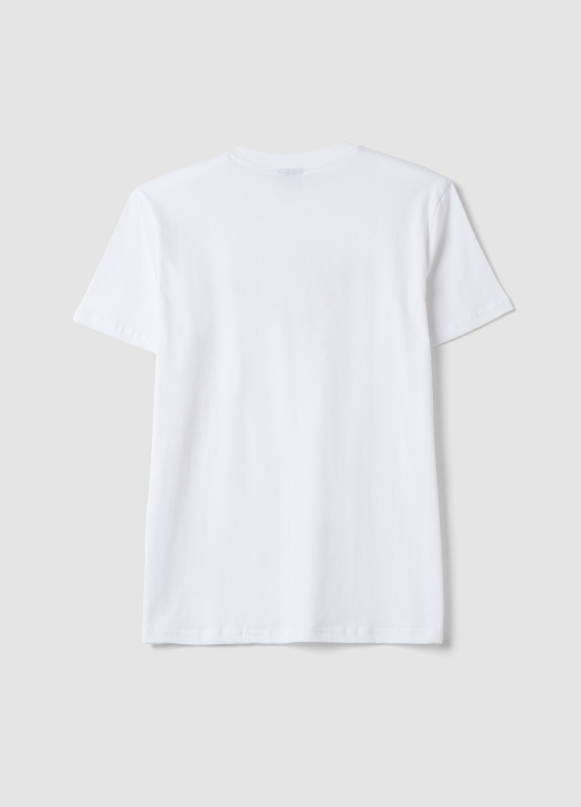 White pure cotton T-shirt with print