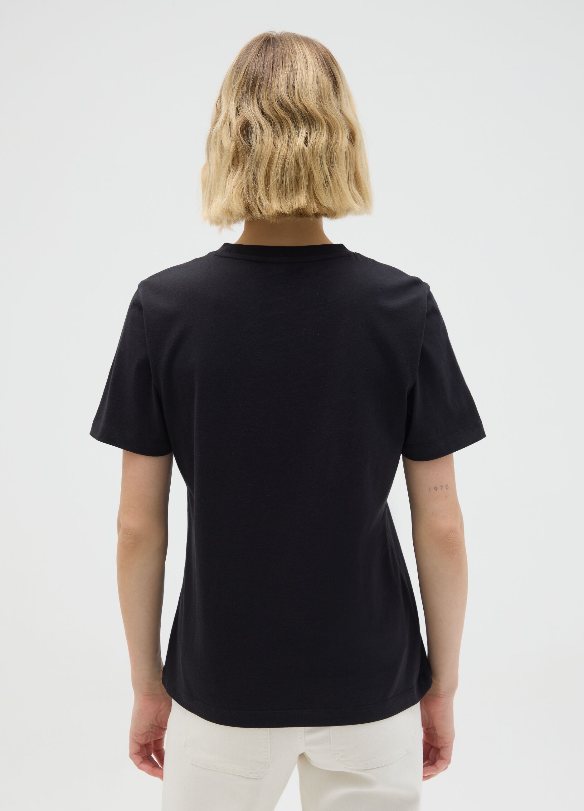Black pure cotton regular fit t-shirt with Minnie and leopard print