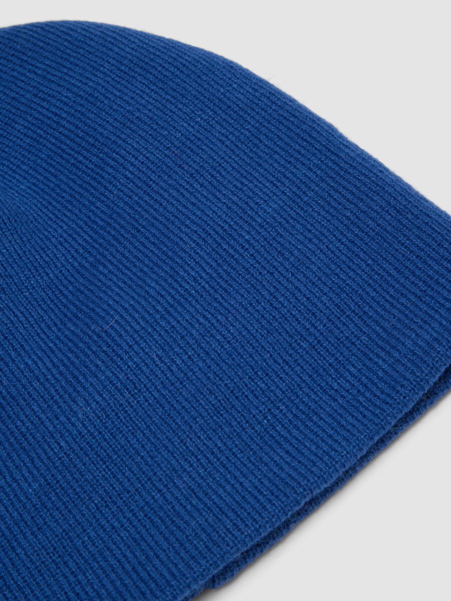 Blue jersey knit beanie_1