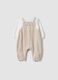 Beige organic cotton-blend babygrow with integrated bodysuit_0