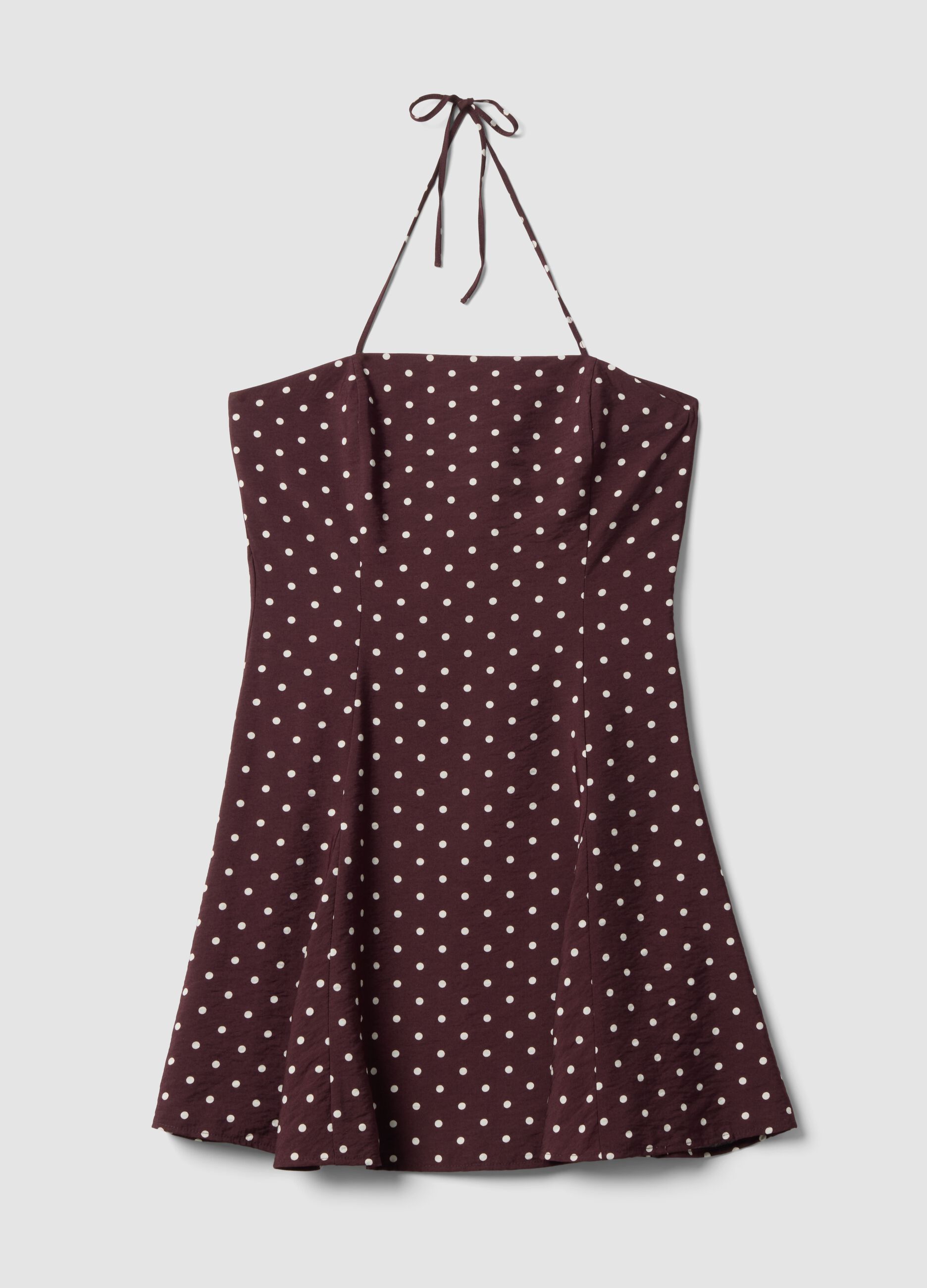Brown polka-dot dress in viscose blend