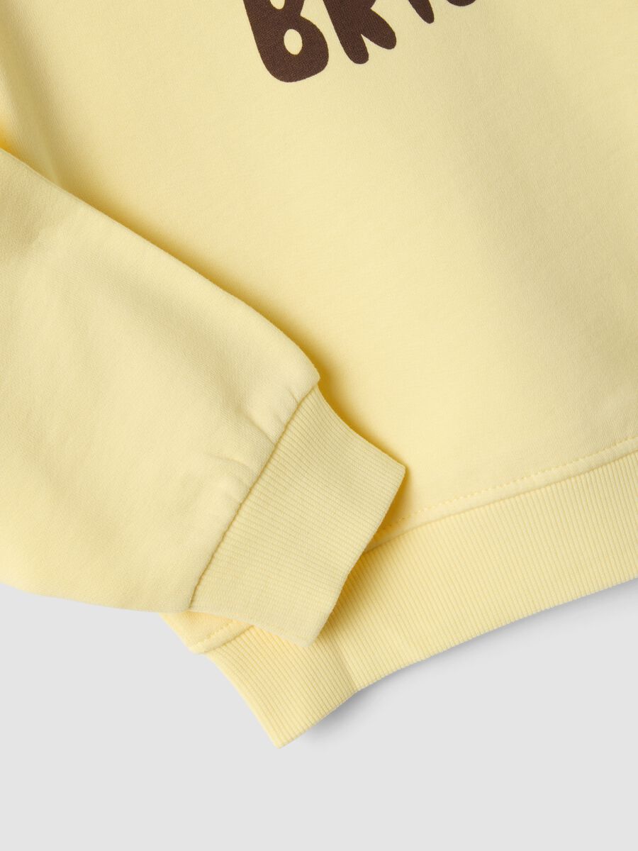 Yellow pure cotton crew-neck sweatshirt with star print_2