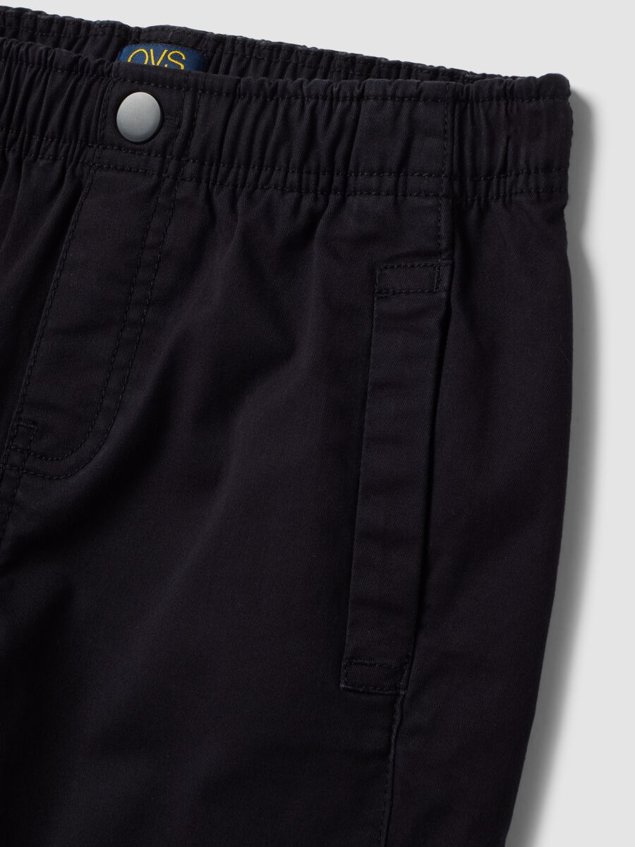 Black stretch cotton jogger trousers for boys_7