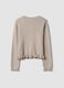 Beige viscose-blend cardigan with ruffles, regular fit_2