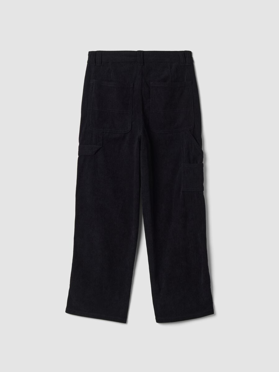 Black corduroy overfit carpenter trousers_1