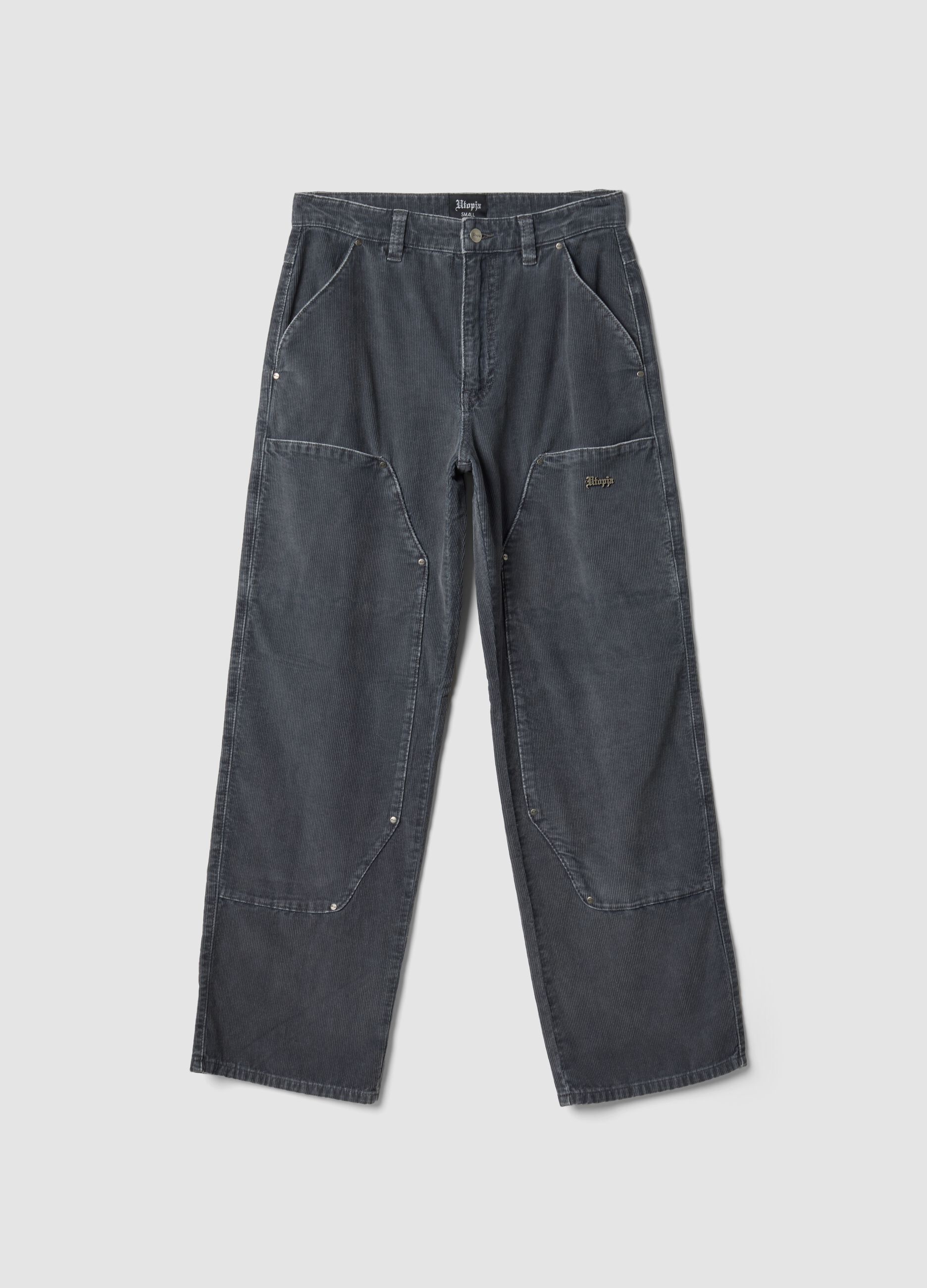 Corduroy Carpernter Pants Washed Grey