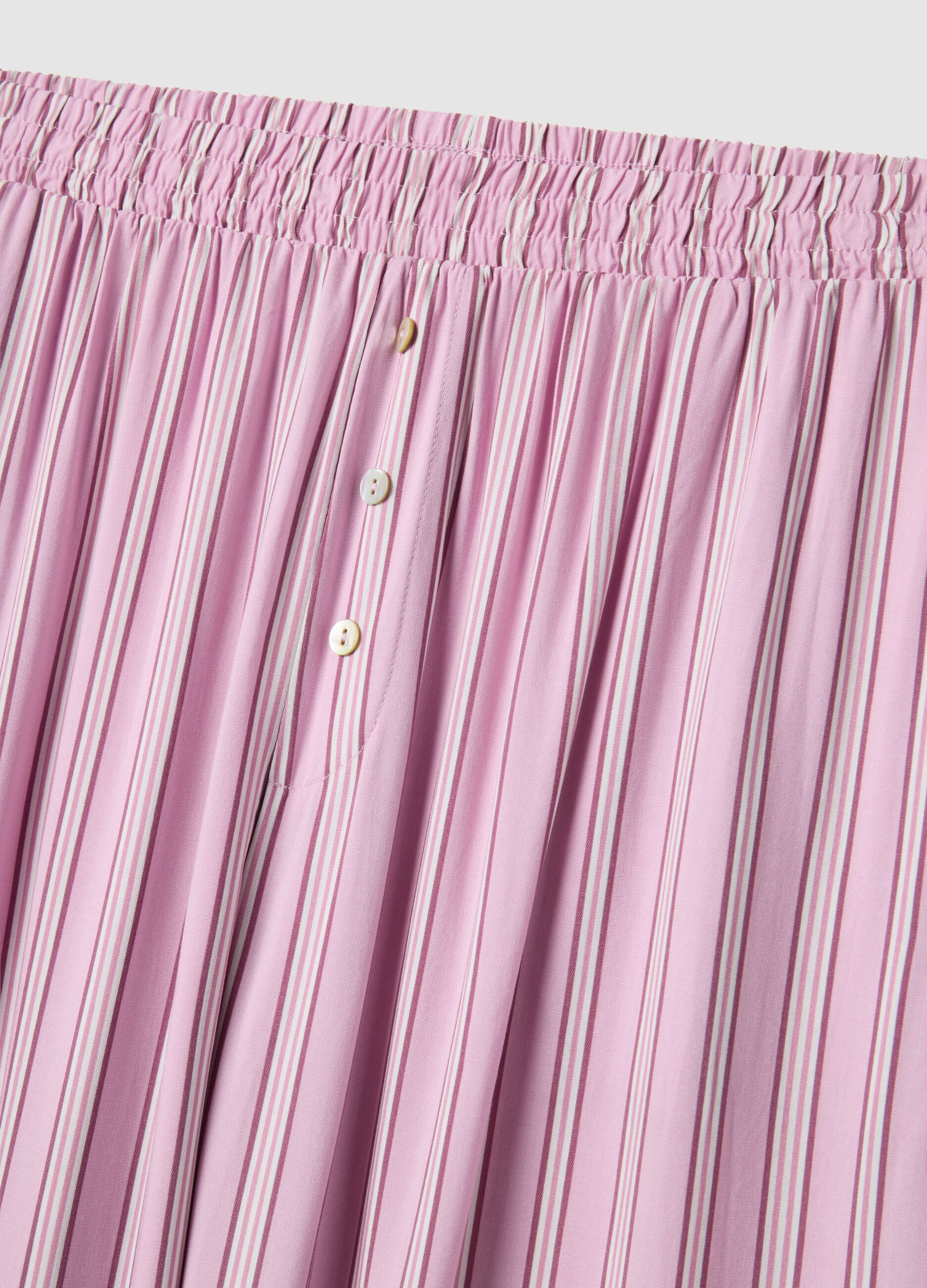 Regular fit pink striped pure viscose pyjama trousers