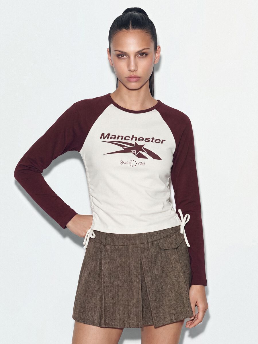 T-shirt bianca in cotone elasticizzato girocollo_0