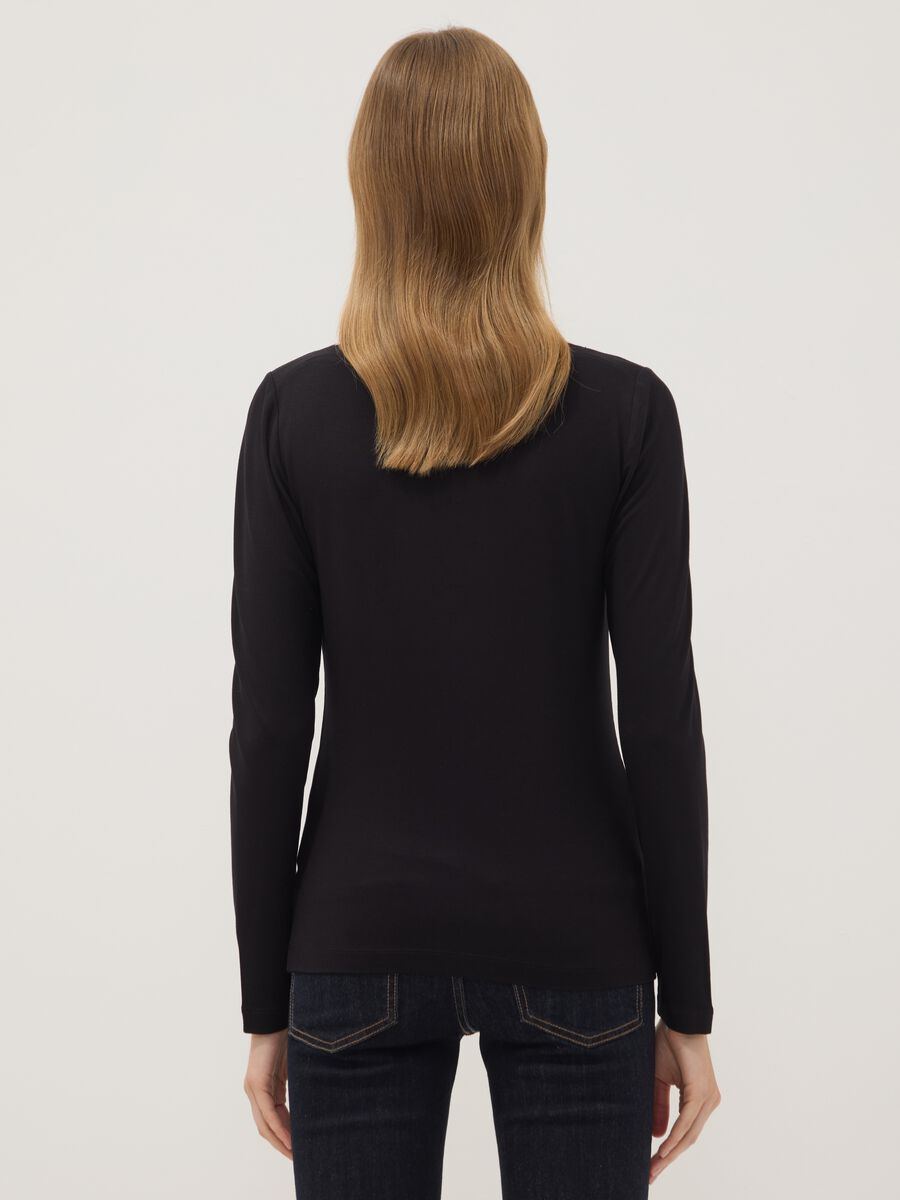 Black stretch viscose slim-fit T-shirt_3