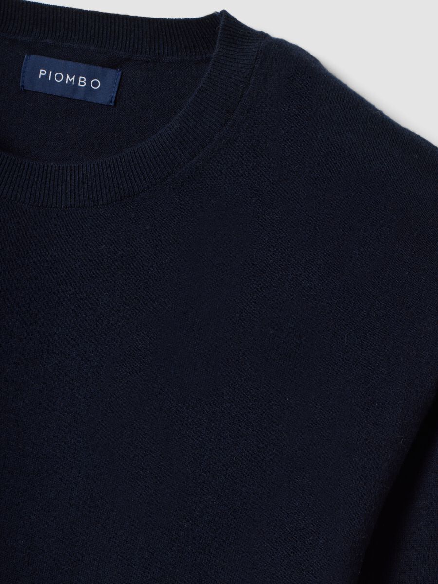 Blue crew-neck jumper in a cotton and cashmere blend, regular fit_5