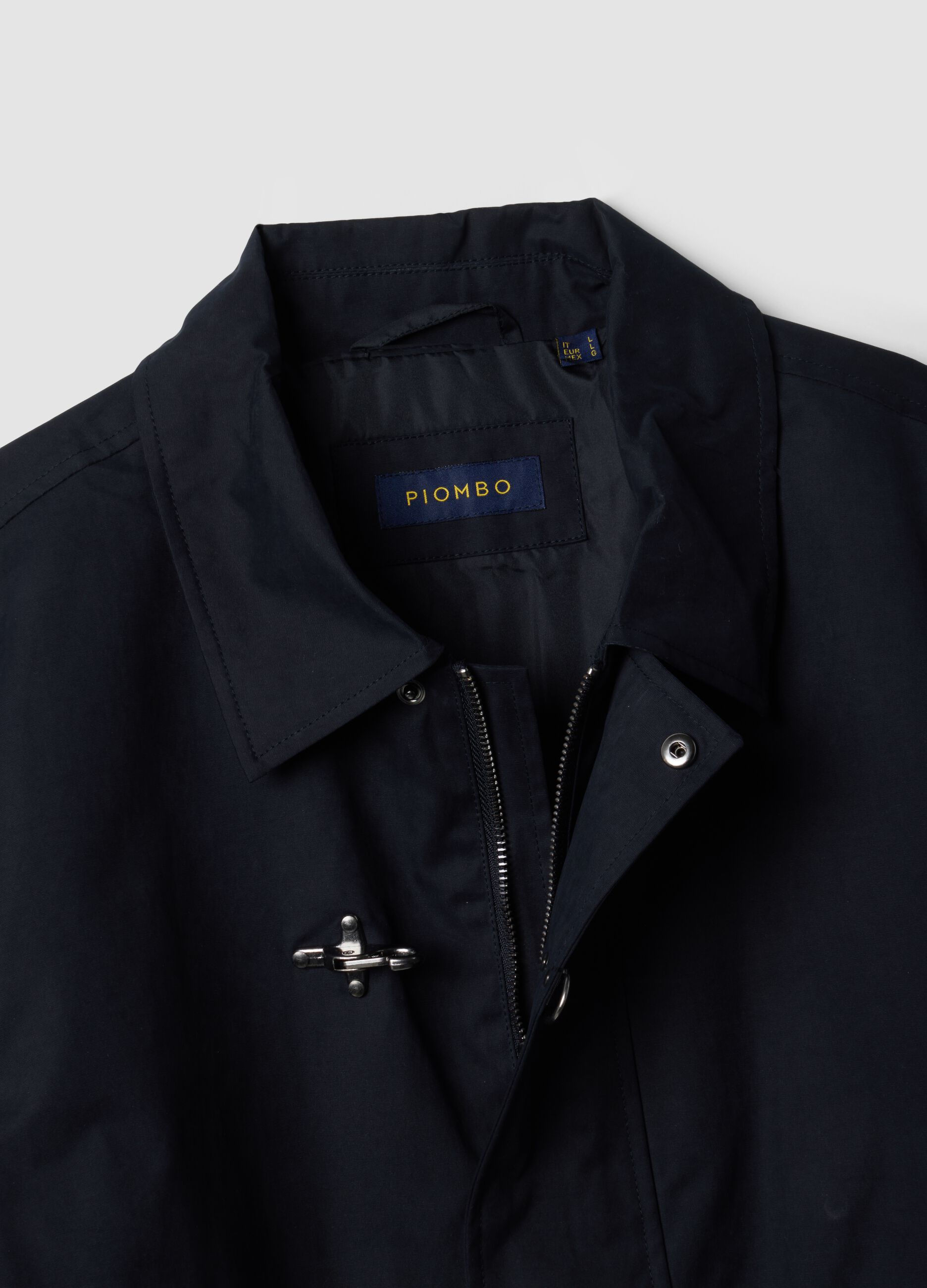 Blue padded cotton-blend jacket with zip